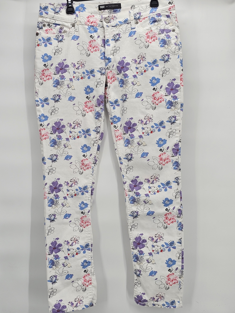 Levi's Superlow 524 White Floral Print Jeans 13 (31)